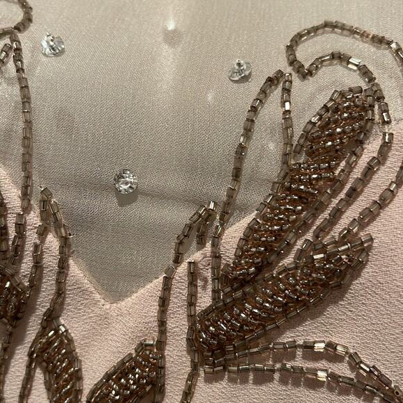 Bella Diosa Collection Vintage 90'S Maxi Dress Beige Beaded Sheer Accent Size 12 - Picture 13 of 16